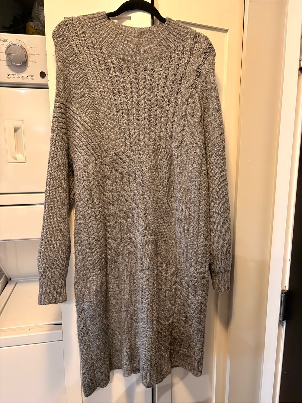 Old Navy Heather Gray Cable-Knit Crewneck Sweater Dress